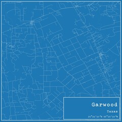 Blueprint US city map of Garwood, Texas.