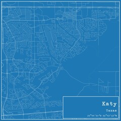 Blueprint US city map of Katy, Texas.