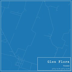 Blueprint US city map of Glen Flora, Texas.