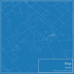 Blueprint US city map of Guy, Texas.