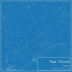 Blueprint US city map of Van Vleck, Texas.