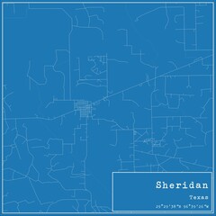 Fototapeta premium Blueprint US city map of Sheridan, Texas.