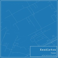 Blueprint US city map of Kendleton, Texas.