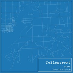 Blueprint US city map of Collegeport, Texas.