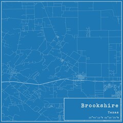 Blueprint US city map of Brookshire, Texas.