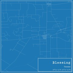 Blueprint US city map of Blessing, Texas.