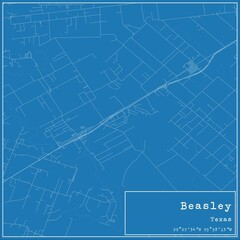 Blueprint US city map of Beasley, Texas.