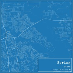 Blueprint US city map of Spring, Texas.