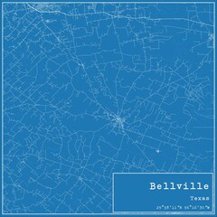 Blueprint US city map of Bellville, Texas.