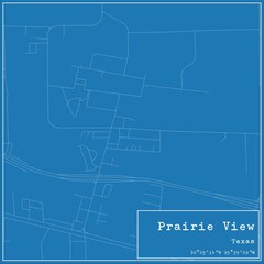 Blueprint US city map of Prairie View, Texas.