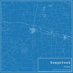 Blueprint US city map of Hempstead, Texas. - obrazy, fototapety, plakaty