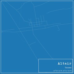 Blueprint US city map of Altair, Texas.