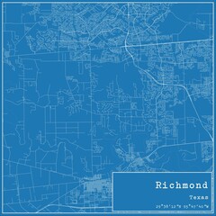 Fototapeta premium Blueprint US city map of Richmond, Texas.