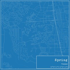 Blueprint US city map of Spring, Texas.