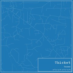 Blueprint US city map of Thicket, Texas.