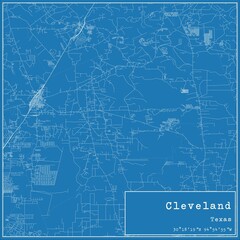 Blueprint US city map of Cleveland, Texas.