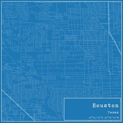 Obraz premium Blueprint US city map of Houston, Texas.