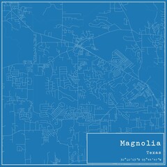 Blueprint US city map of Magnolia, Texas.