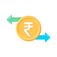 Vector indian rupee currency transaction sign 3d vector icon high quality and fully scalable 