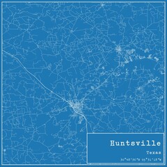Blueprint US city map of Huntsville, Texas. - obrazy, fototapety, plakaty