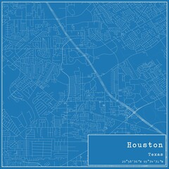 Obraz premium Blueprint US city map of Houston, Texas.
