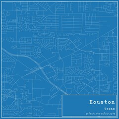 Blueprint US city map of Houston, Texas. - obrazy, fototapety, plakaty
