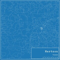 Blueprint US city map of Mertzon, Texas.