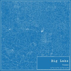Blueprint US city map of Big Lake, Texas.