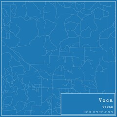 Blueprint US city map of Voca, Texas.