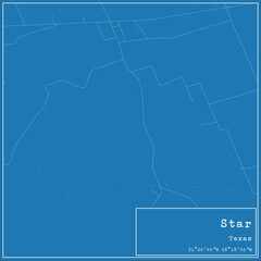 Blueprint US city map of Star, Texas.