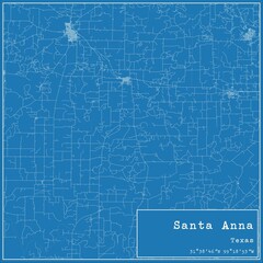 Blueprint US city map of Santa Anna, Texas.