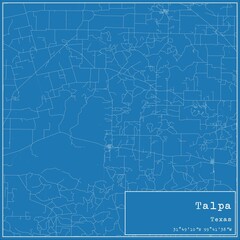 Blueprint US city map of Talpa, Texas.