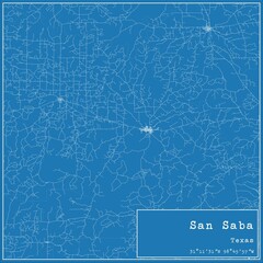 Blueprint US city map of San Saba, Texas.