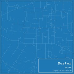 Blueprint US city map of Norton, Texas.