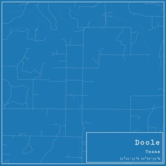 Fototapeta premium Blueprint US city map of Doole, Texas.