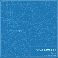 Blueprint US city map of Goldthwaite, Texas.