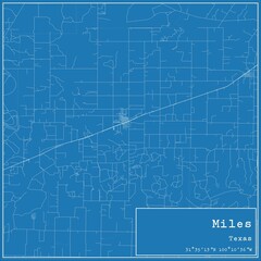 Obraz premium Blueprint US city map of Miles, Texas.