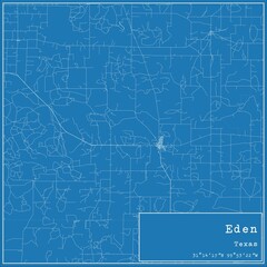 Blueprint US city map of Eden, Texas. - obrazy, fototapety, plakaty
