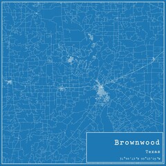 Blueprint US city map of Brownwood, Texas.