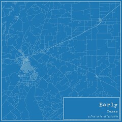 Blueprint US city map of Early, Texas.
