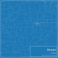 Blueprint US city map of Bangs, Texas.