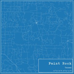 Blueprint US city map of Paint Rock, Texas.
