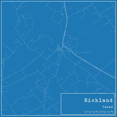 Blueprint US city map of Richland, Texas.