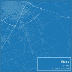 Blueprint US city map of Waco, Texas.