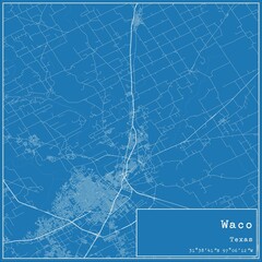 Blueprint US city map of Waco, Texas.