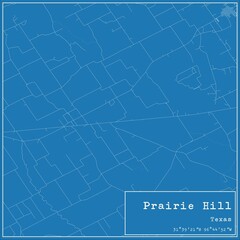 Blueprint US city map of Prairie Hill, Texas.