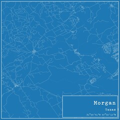 Blueprint US city map of Morgan, Texas.