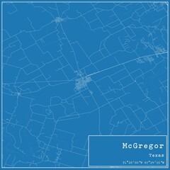 Blueprint US city map of McGregor, Texas.
