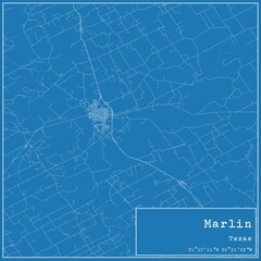 Blueprint US city map of Marlin, Texas.