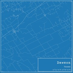 Blueprint US city map of Dawson, Texas.